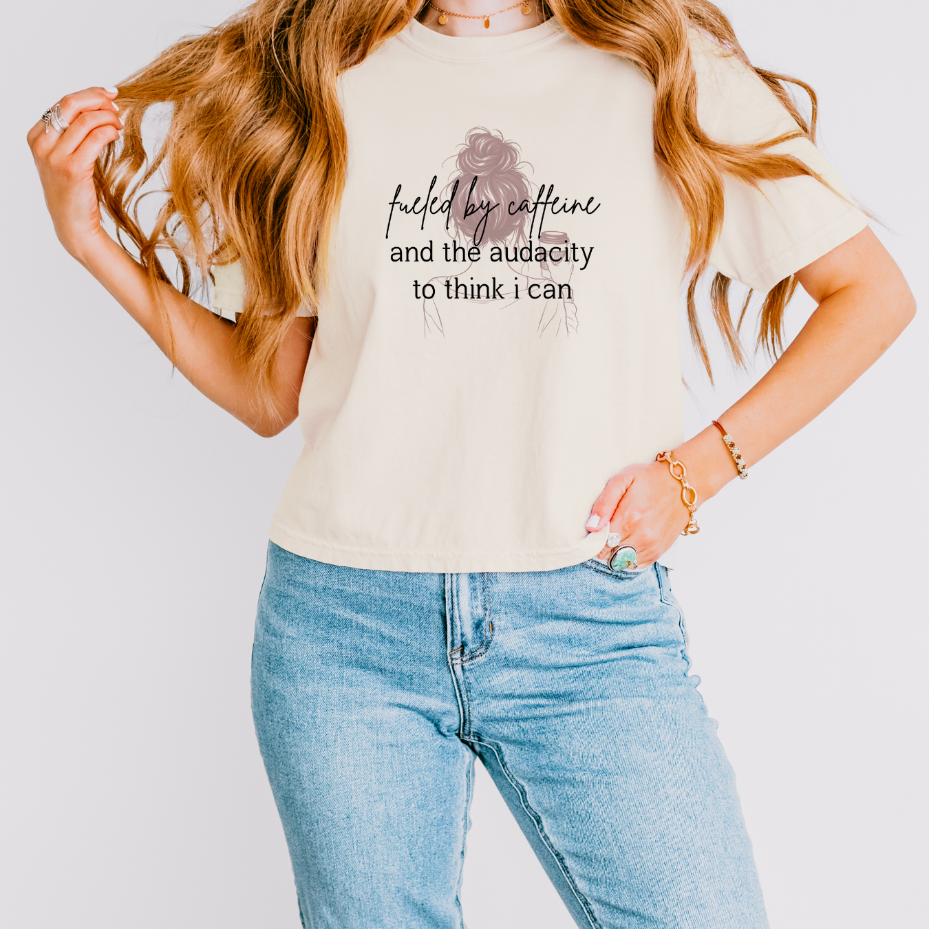 Fueled By Caffeine & Audacity Boxy Crop Tee